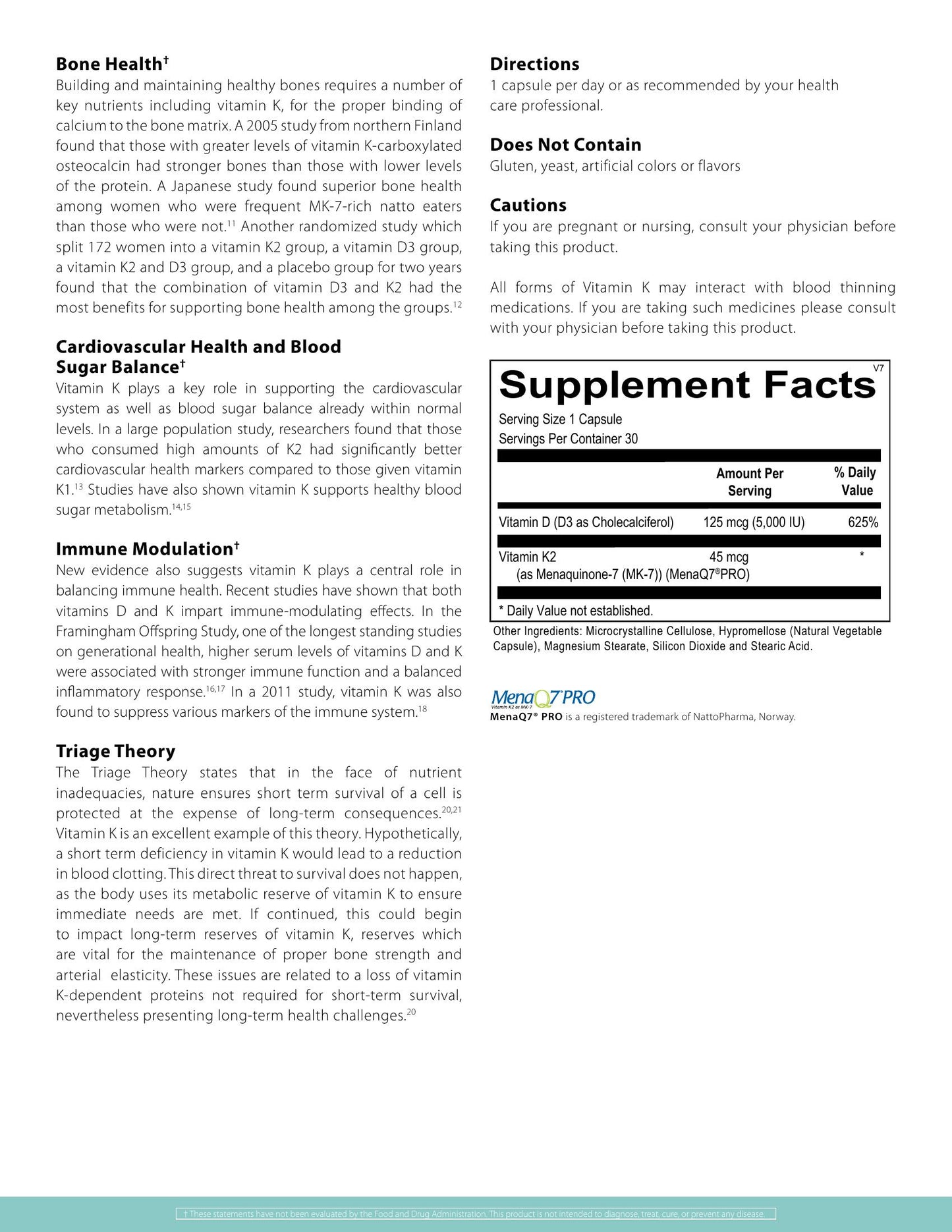 D3K2 Directions and Cautions