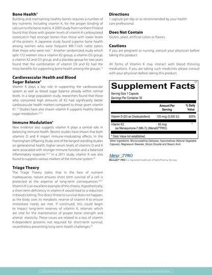 D3K2 Directions and Cautions