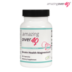A bottle of Amazing Over 40 Brain Health Magnesium supplement bottle featuring Magnesium L-threonate for brain health
