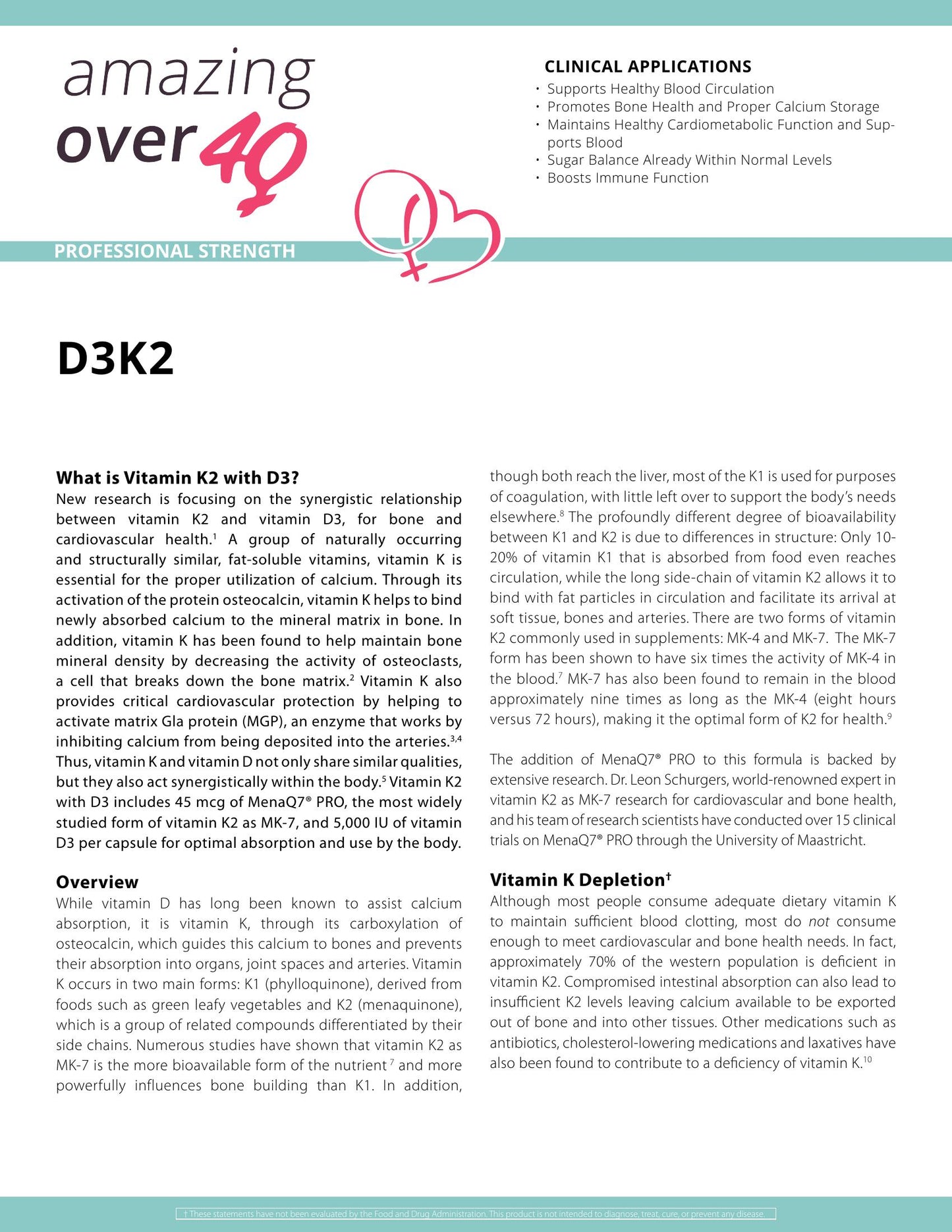 D3K2 dietary supplement with vitamin D3 K2 for bone and heart support
