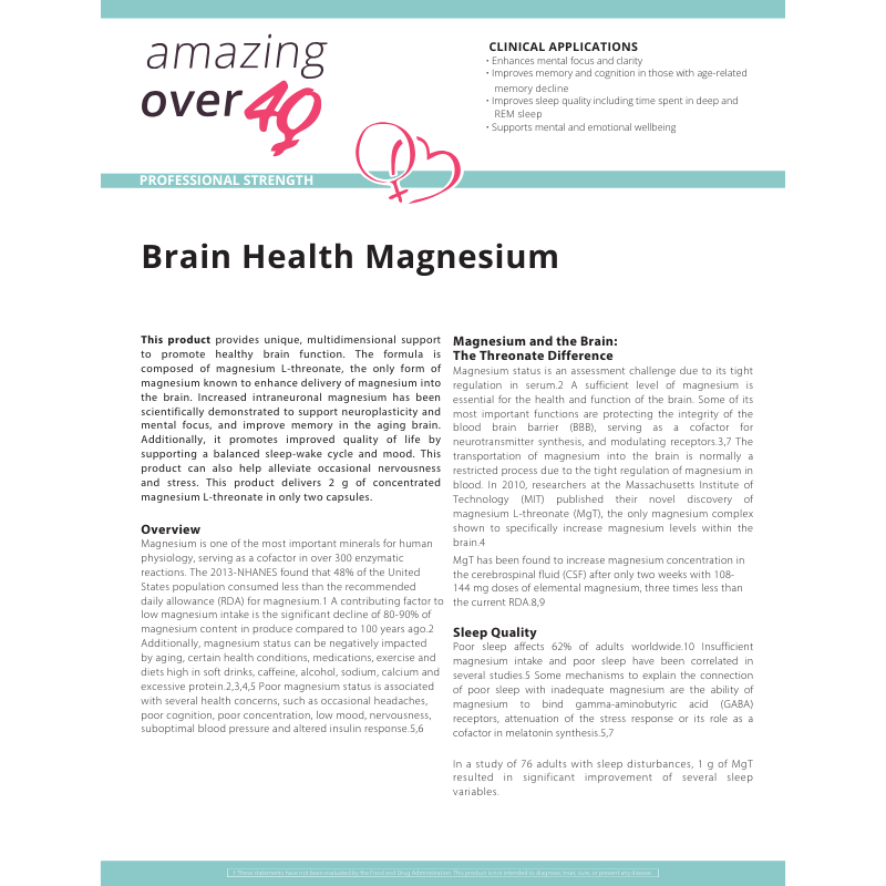 Amazing Over 40 Brain Health Magnesium professional-strength formula for focus, sleep, and emotional wellbeing
