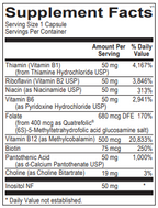  Methylated B Complex capsules with active methylated b vitamins supplement facts